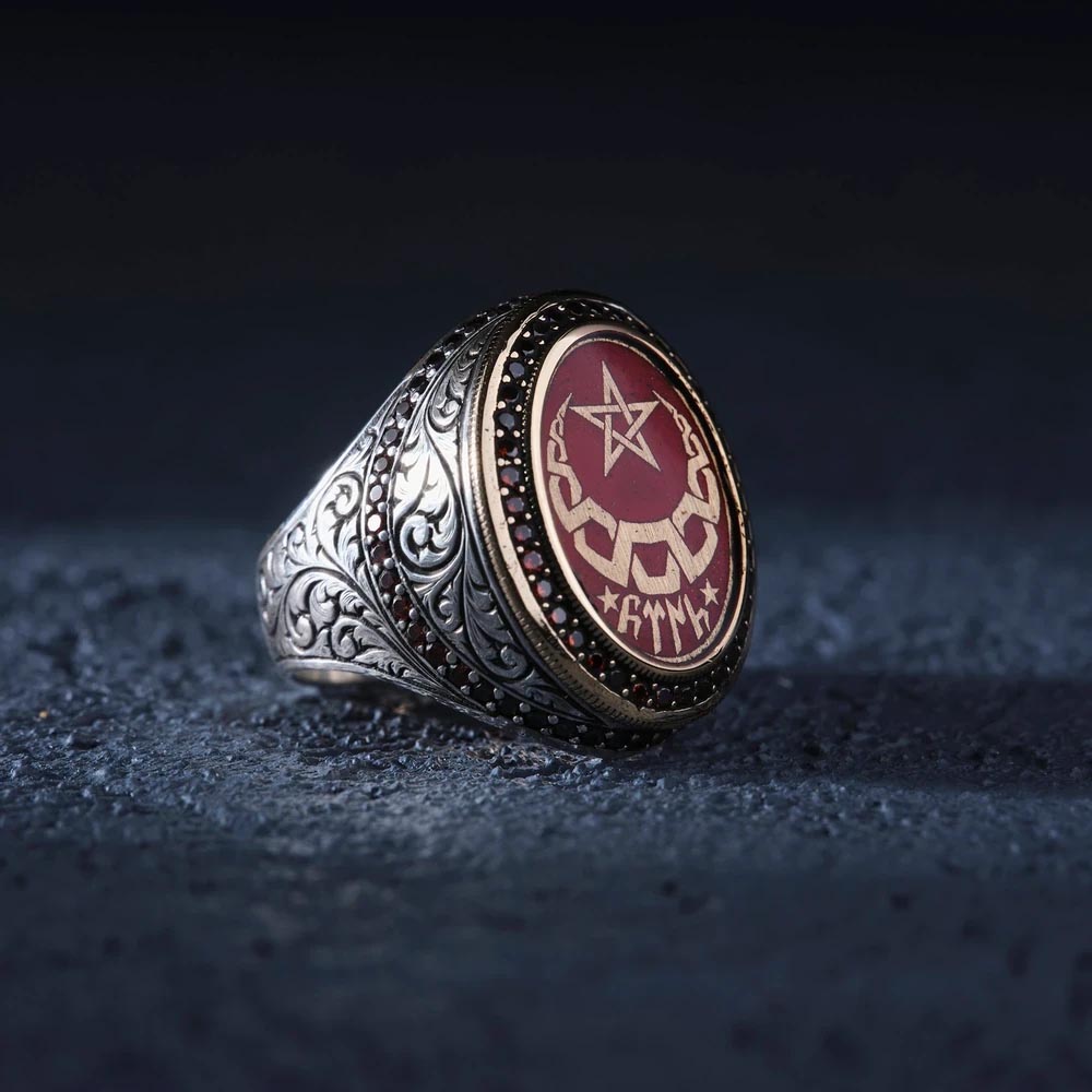 Gümüş Yüzük Oval Gravür 925 Ayar Gümüş Yüzük