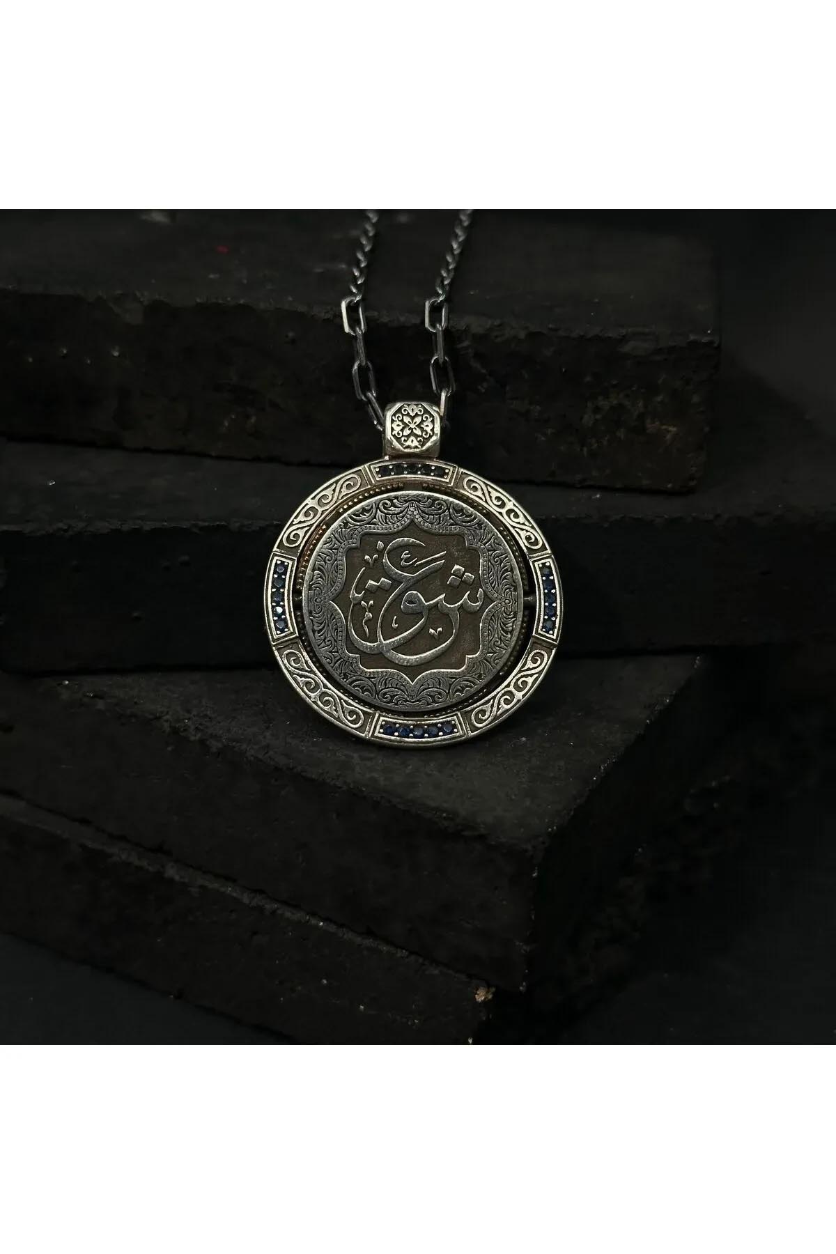 Gümüş Kolye Yuvarlak Çift Taraflı Dönmeli Modeli